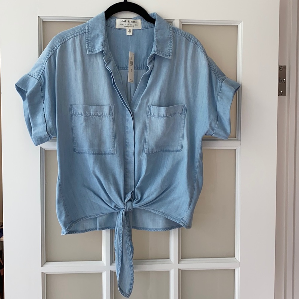 Anthropologie *Cloth & Stone* Denim Tied Shirt